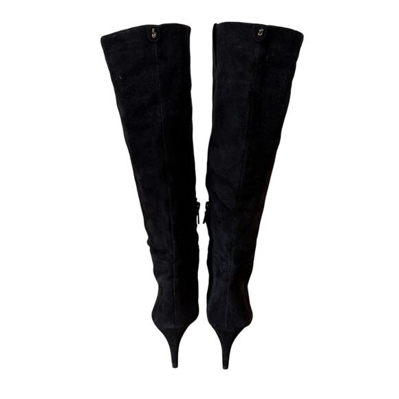 Sam Edelman Knee-high Black Suede Kitten Heel Boots Size 6 - Picture 4 of 9